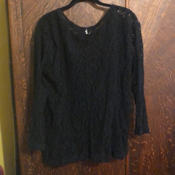 Women’s see-through netted long sleeve top - Picture 2 of 3